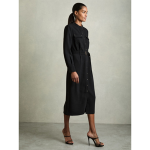 REISS ISLA Twill Belted Shirt Dress